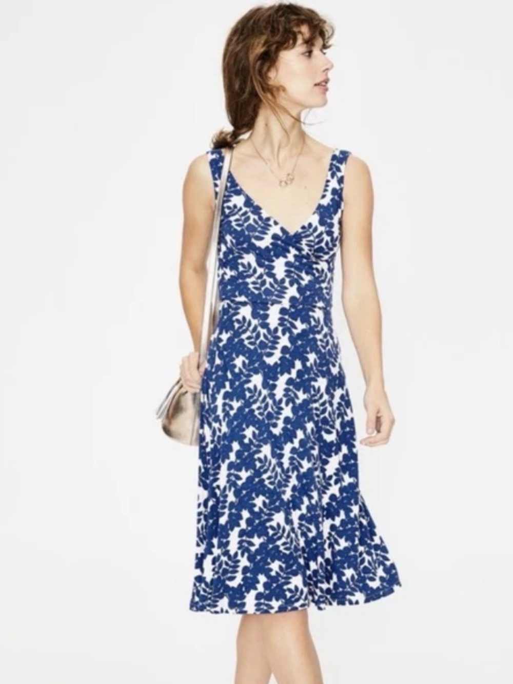 Boden Blue Floral Tropical Sleeveless Dress size 16